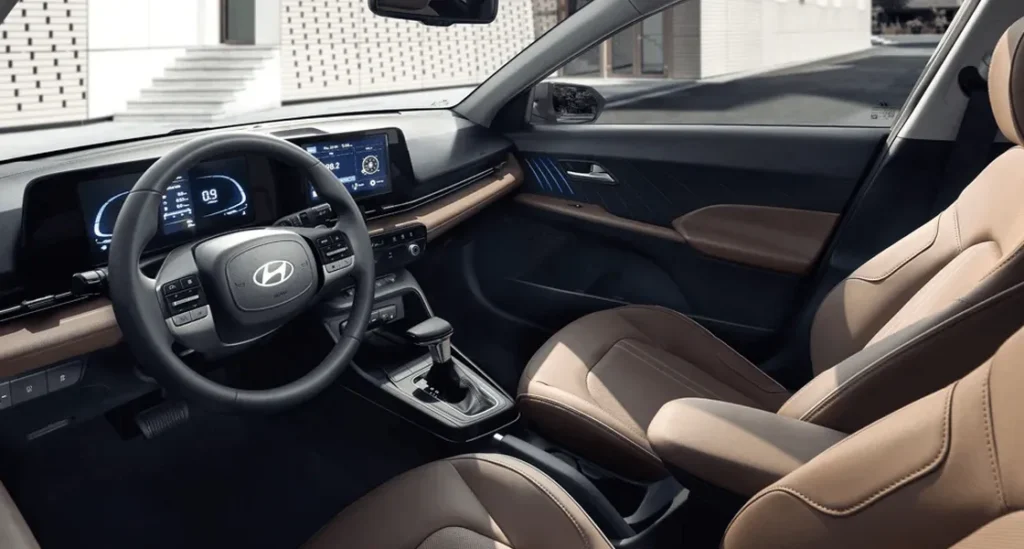 Hyundai Accent rental in Errachidia – Hyundai Accent 2025 interior with automatic gearbox – automatic car rental Errachidia