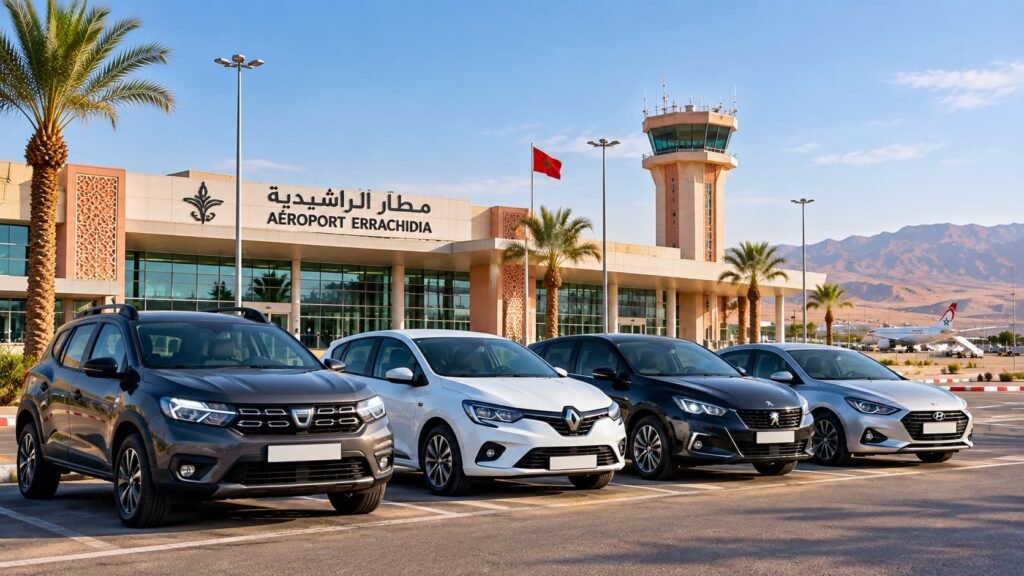 Rental cars ready for pickup at Errachidia Airport